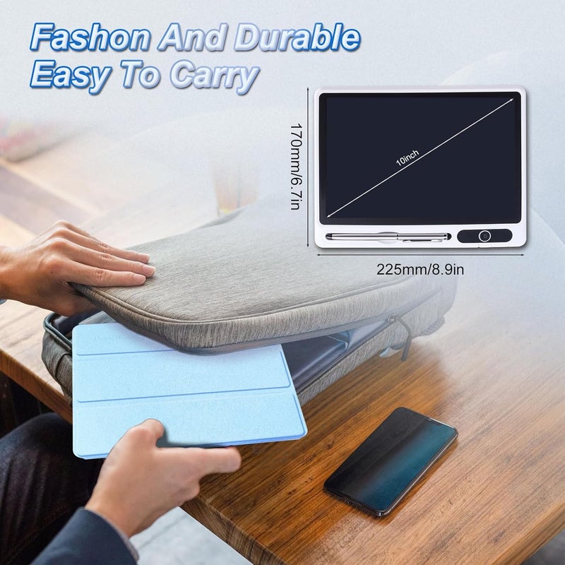 JSJGETYI 10 Inch LCD Writing Tablet with PU Protective Cover Electronic Writing Notebook Erasable Drawing Pad for Taking Notes Drafting Leaving Message (Blue) - Image 2
